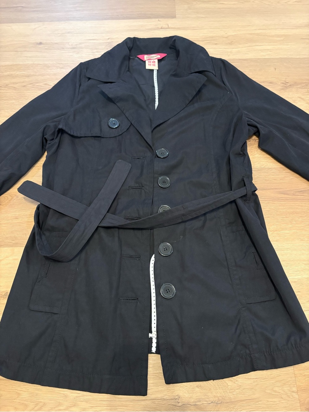 Curvaceous The Curves Collection Black Trench Coat with Belt Women's Medium